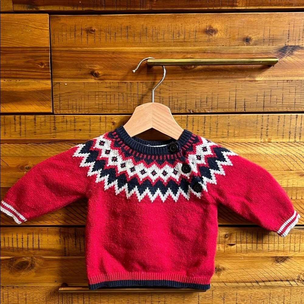 Baby Boden Fair Isle Red Sweater